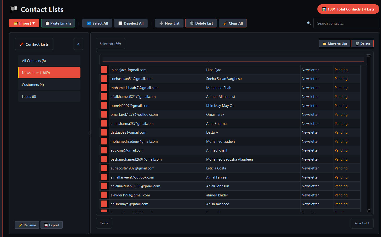 Contact Lists